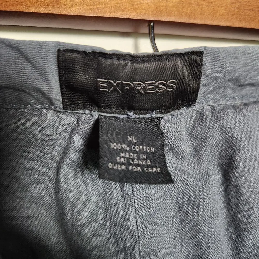 Express Y2K Paratrooper‎ Cargo Pants Men XL Grey Baggy Military Cotton Loose VTG